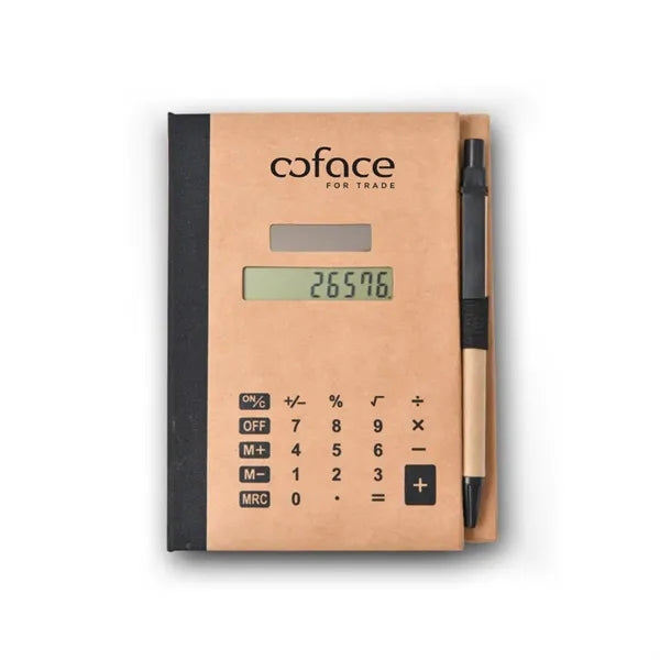 Eco-Friendly Recycled Solar Calculator Set with Pen, Notepad
