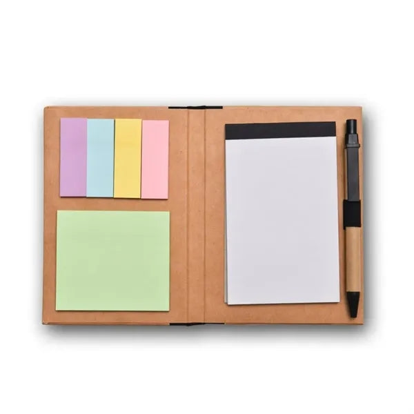 Eco-Friendly Recycled Solar Calculator Set with Pen, Notepad