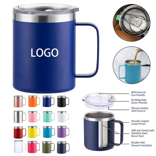 12oz Coffee Mug Tumbler with Lid and Handle