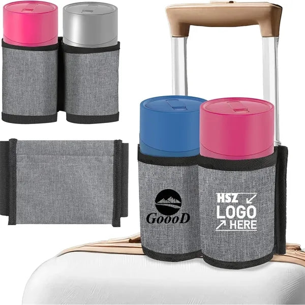 Luggage Travel Cup Holder With Zipper Bag