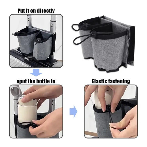 Luggage Travel Cup Holder With Zipper Bag