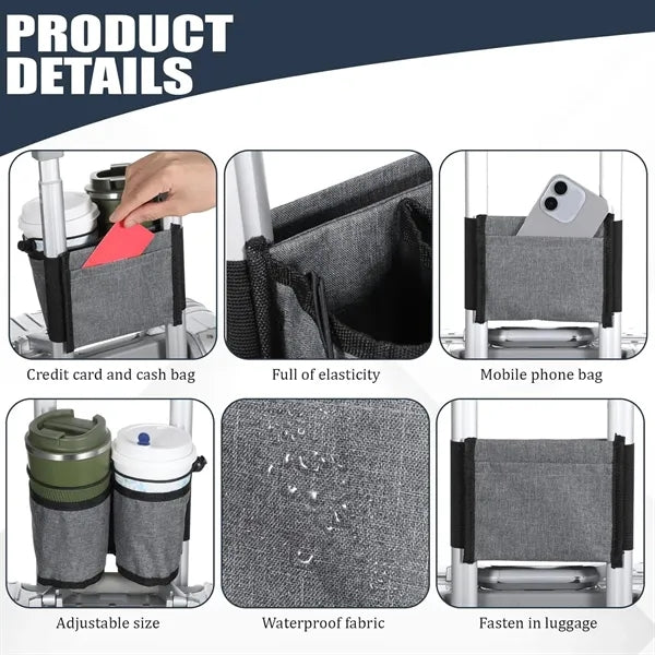 Luggage Travel Cup Holder With Zipper Bag
