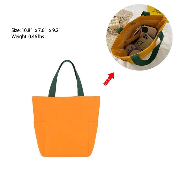 Canvas Tote Bag With Magnetic Snap