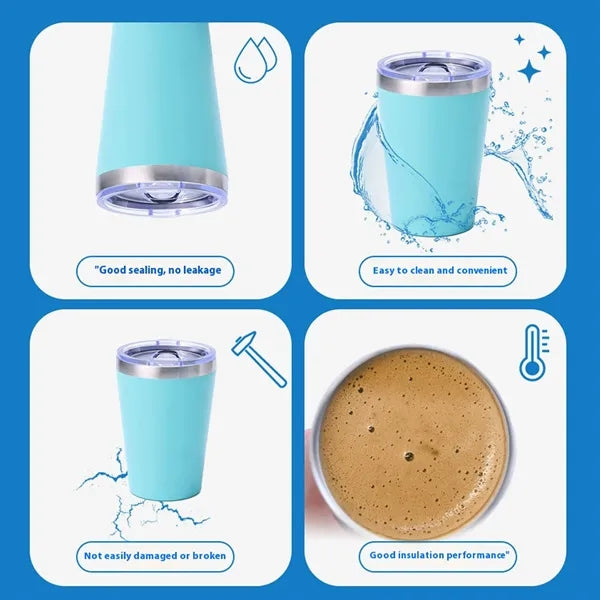 12 Oz Stainless Steel Tumbler With Spill-Proof Lid