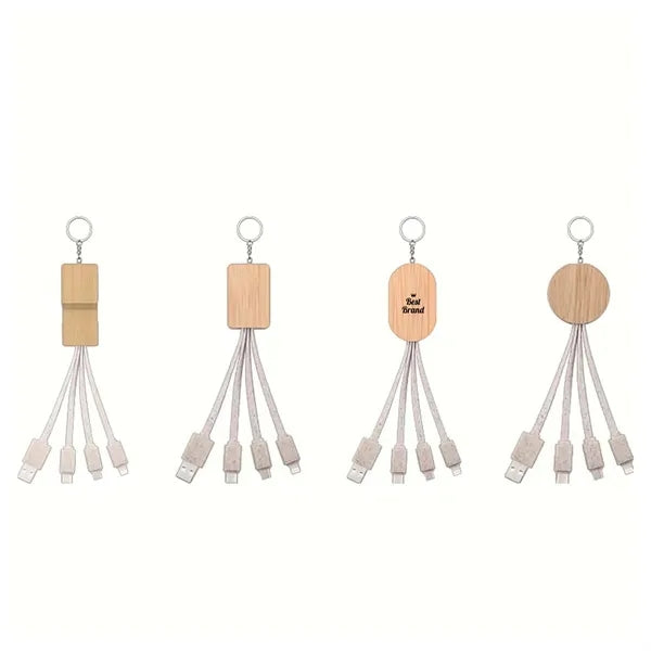 Bamboo 3 In 1 Phone Charging Data Cable With Keychain