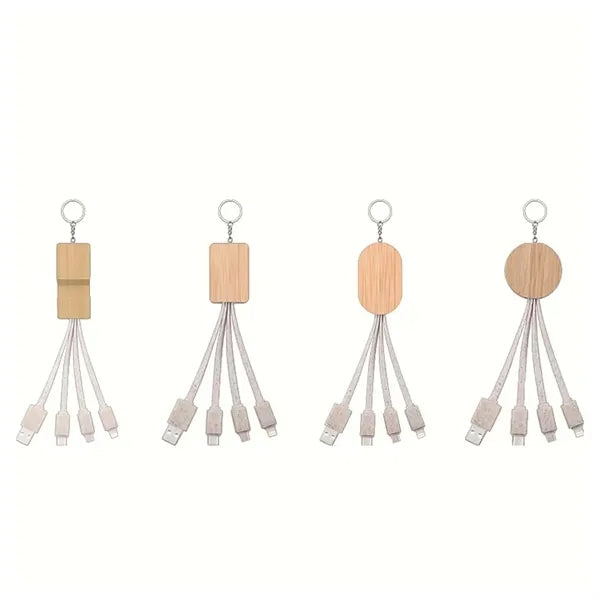 Bamboo 3 In 1 Phone Charging Data Cable With Keychain