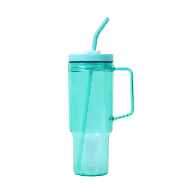 40 Oz Plastic Tumbler With Handle And Straw