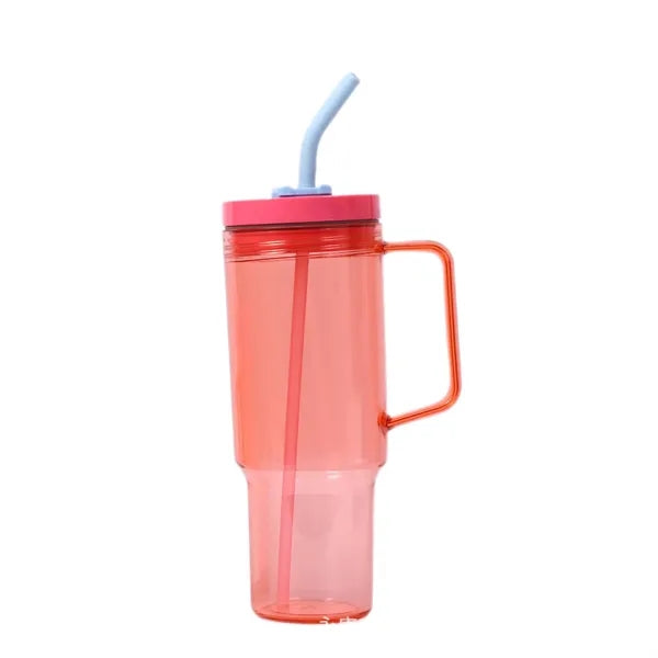 40 Oz Plastic Tumbler With Handle And Straw