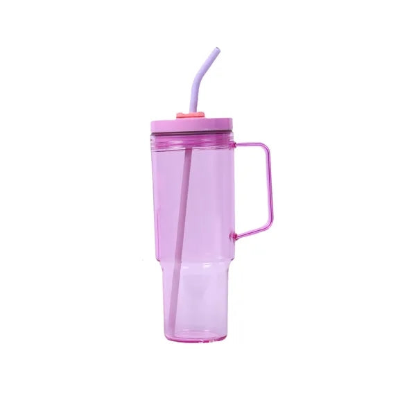 40 Oz Plastic Tumbler With Handle And Straw