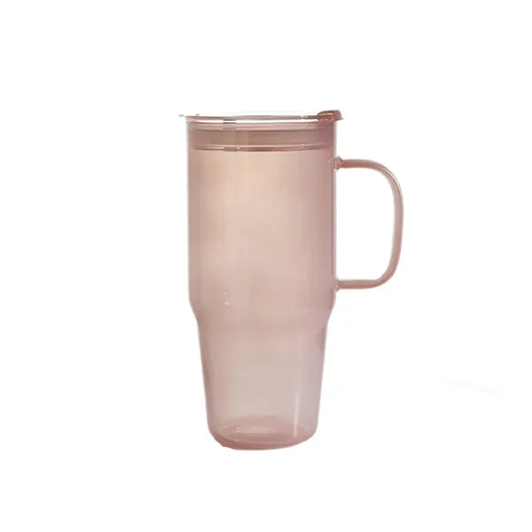 40 Oz Clear Glass Tumbler With Handle And Straw Lid