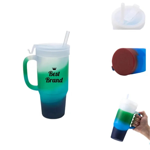 Silicone Handled Tumbler With Straw