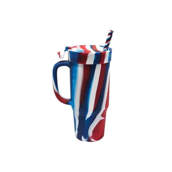 Silicone Handled Tumbler With Straw