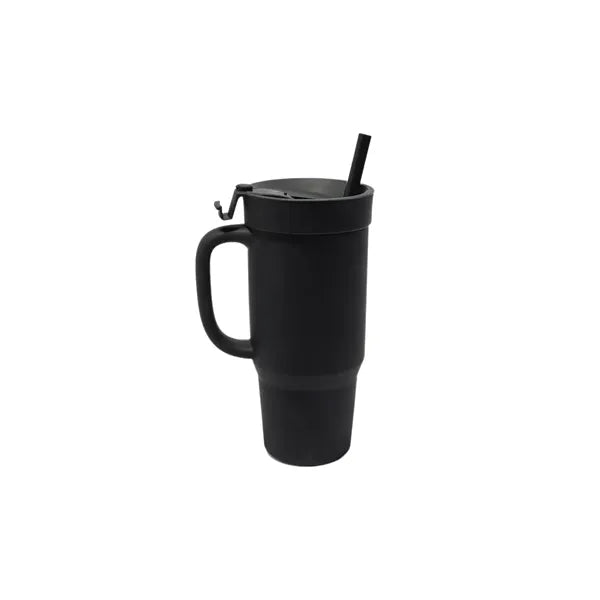 Silicone Handled Tumbler With Straw