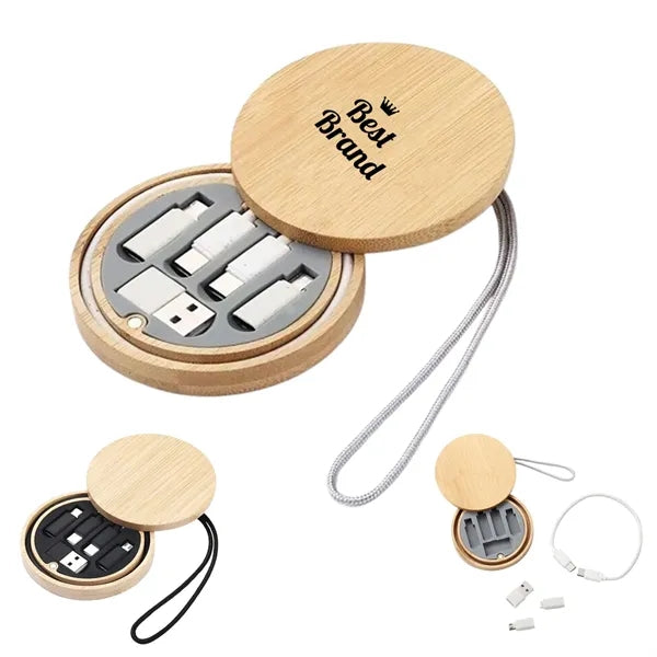 6 In1 Fast Charging Data Cable With Bamboo Storage Box