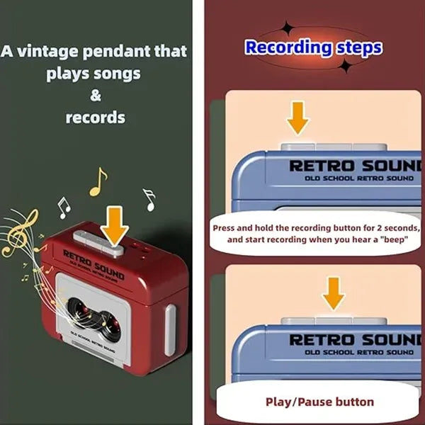 Retro Mini Wireless Speaker Recorder Tape Keychain