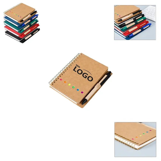 Kraft Paper Notebook With Sticky Notes And Pen