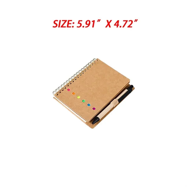 Kraft Paper Notebook With Sticky Notes And Pen
