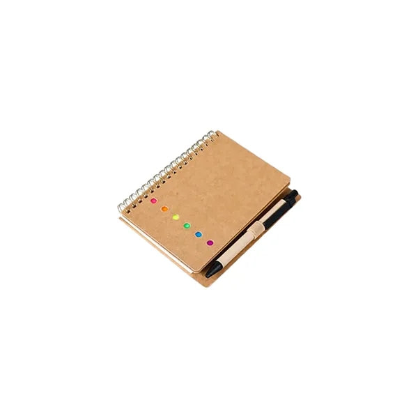 Kraft Paper Notebook With Sticky Notes And Pen