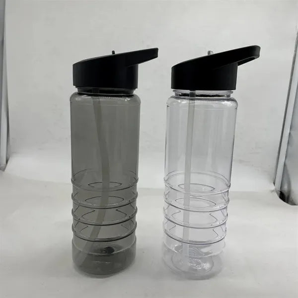 24oz Clear Plastic Water Bottle with Flip Straw Lid