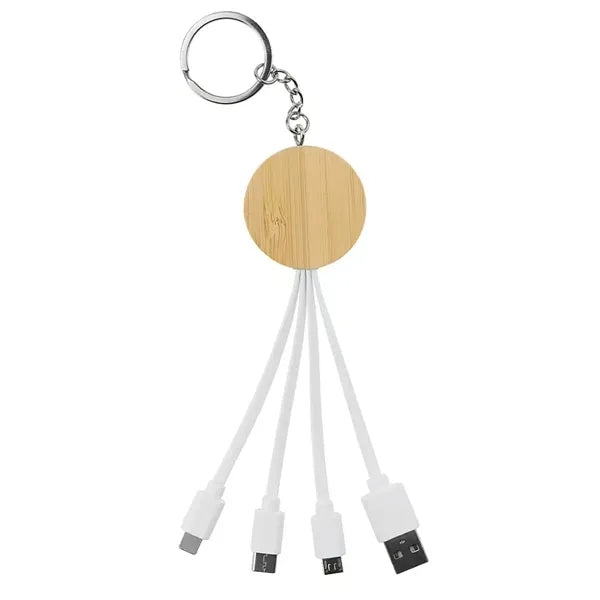 Bamboo Keychain Charging Cable Smartphone Holder