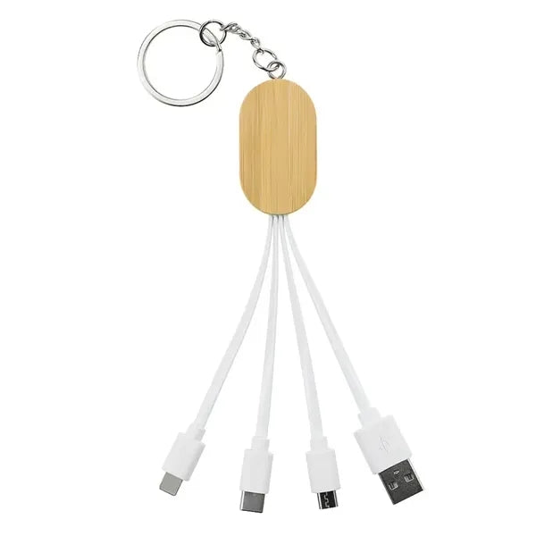 Bamboo Keychain Charging Cable Smartphone Holder