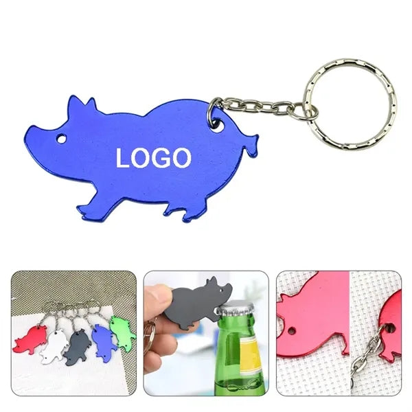 Pig Shape Aluminum Keyring Bottle Opener
