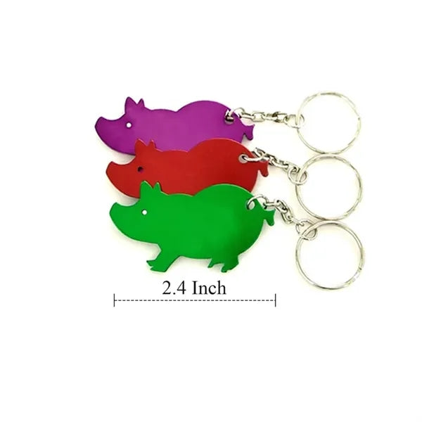 Pig Shape Aluminum Keyring Bottle Opener