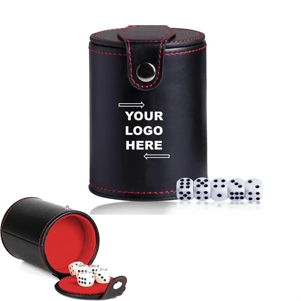 PU Leather Dice Cup with Storage