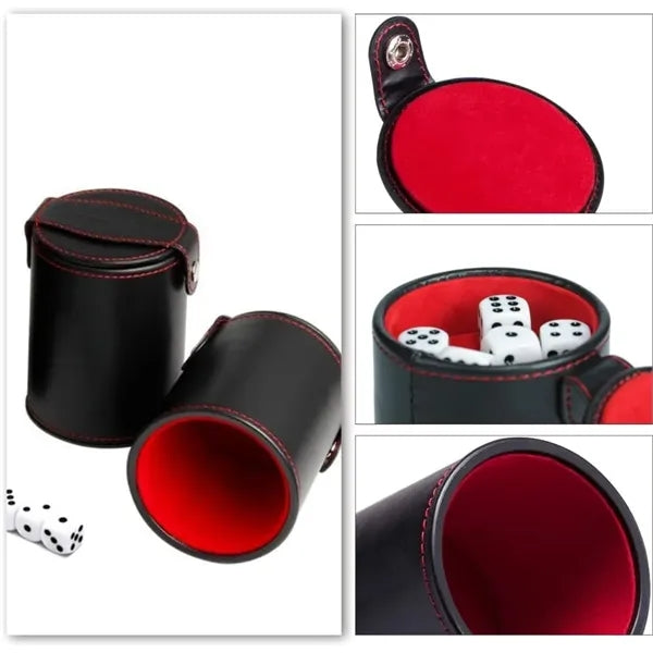 PU Leather Dice Cup with Storage