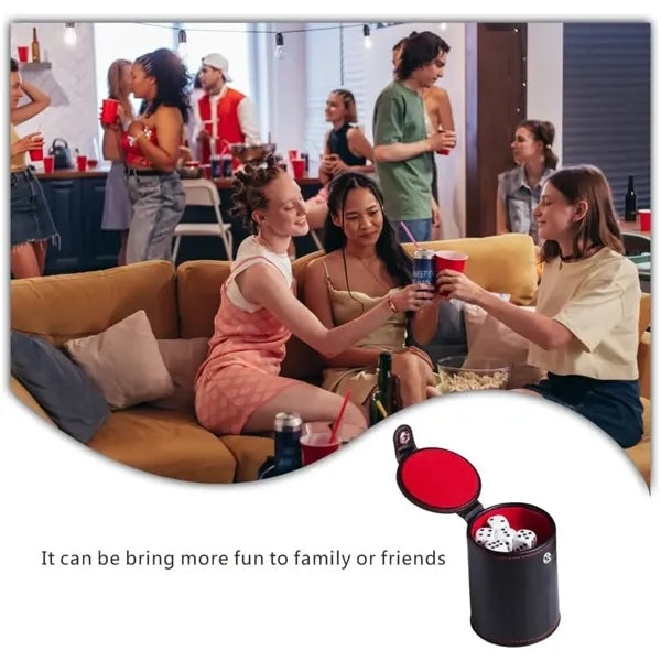 PU Leather Dice Cup with Storage