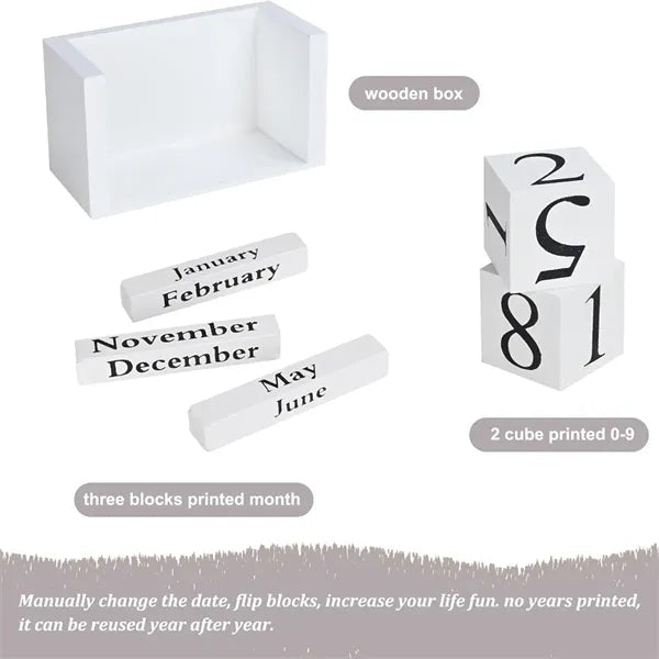 Wooden Desk Blocks Calendar