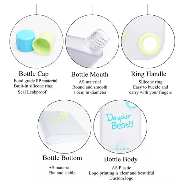 13oz A5 Portable Flat Water Bottle