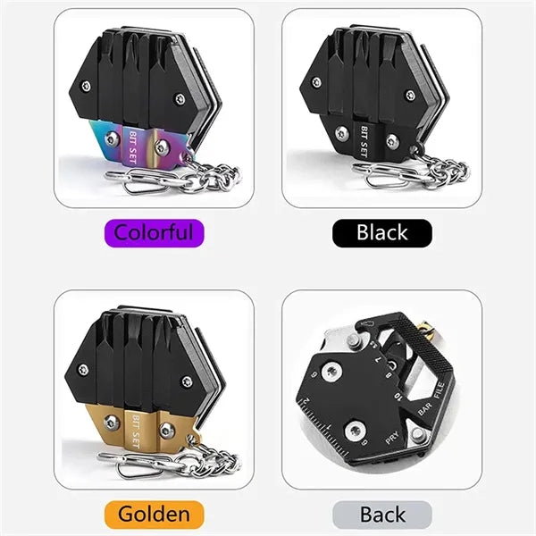 9-in-1 Hexagonal Survival Keychain Tool