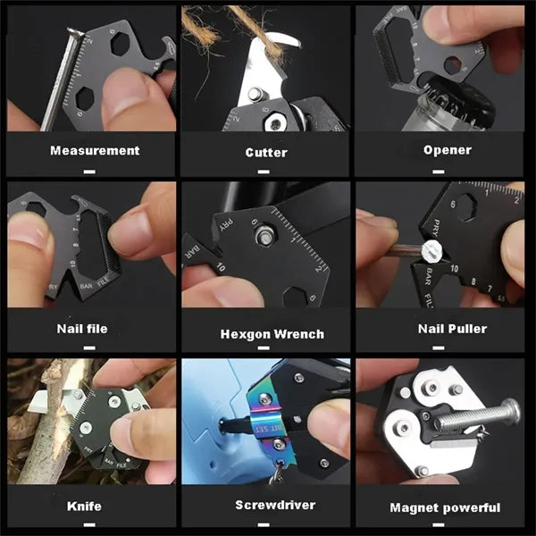 9-in-1 Hexagonal Survival Keychain Tool