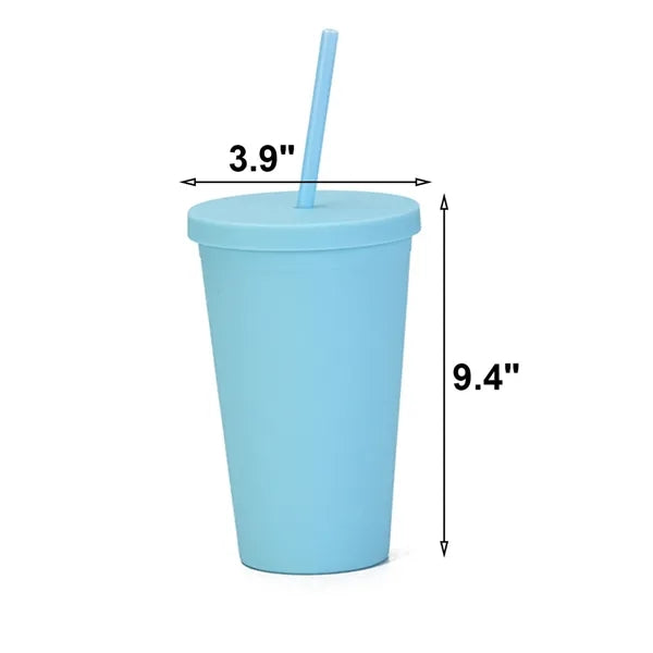 16oz Cups with Lids and Straws