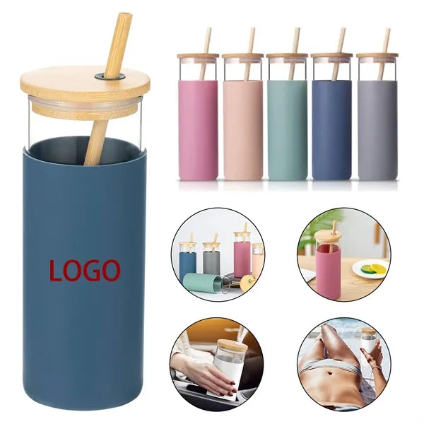 20oz Glass Tumbler with Bamboo Lid