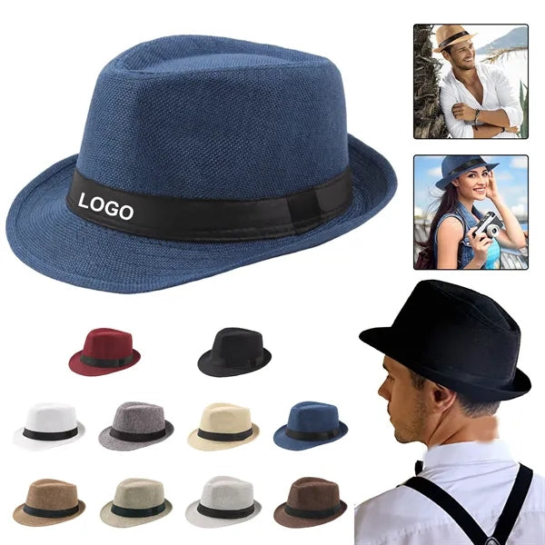 Straw Fedora Hat Panama Trilby Sun Cap