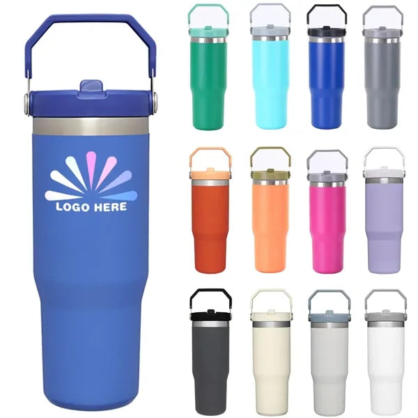 30oz Stainless Steel Insulated Mug with Straw & Handle