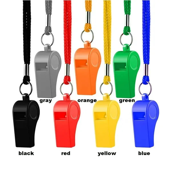 Plastic Whistle With Lanyard
