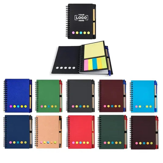 Lined Spiral Notebook With Sticky Note And Pen