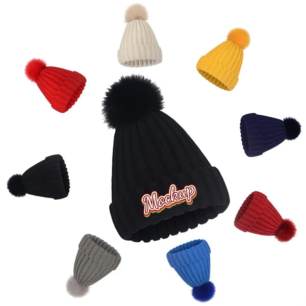 Winter Ribbed Knit Cuffed Beanie