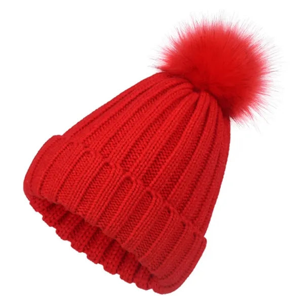 Winter Ribbed Knit Cuffed Beanie
