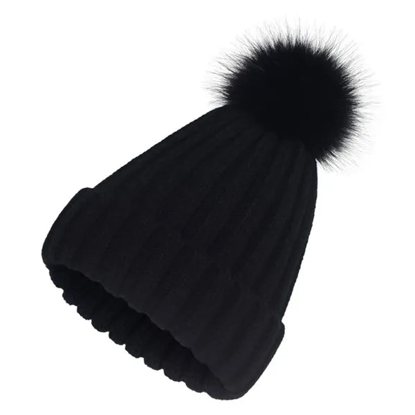 Winter Ribbed Knit Cuffed Beanie