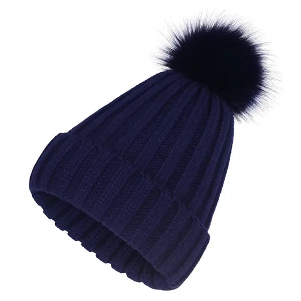 Winter Ribbed Knit Cuffed Beanie