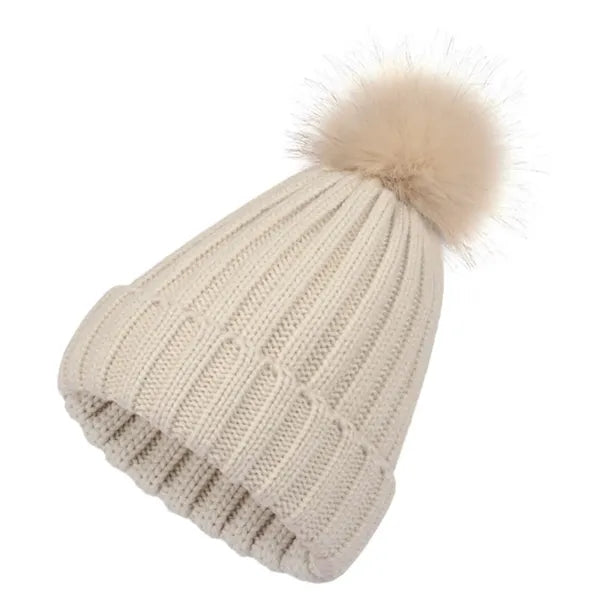 Winter Ribbed Knit Cuffed Beanie