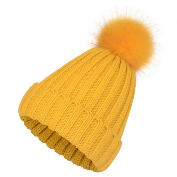 Winter Ribbed Knit Cuffed Beanie