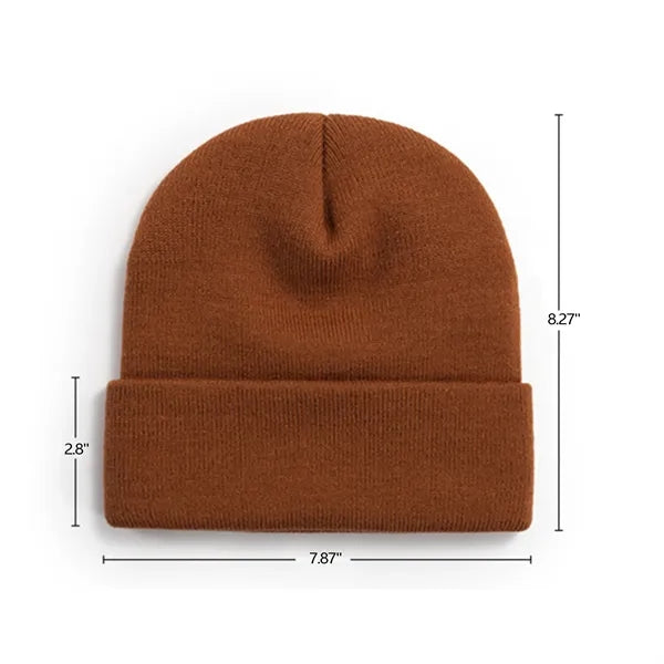 Embroidered Rolled Brim Knitted Beanie Ski Hat