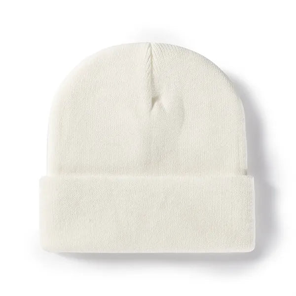 Embroidered Rolled Brim Knitted Beanie Ski Hat