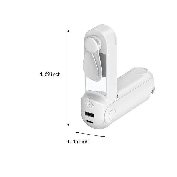 Versatile 5-in-1 Mirror Power Bank Holder Flashlight Fan