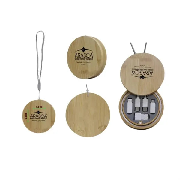 6 In 1 Bamboo Storage Box Fast Charging Data Cable